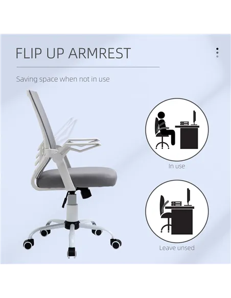 Vinsetto Mesh Office Chair with Flip-up Armrest, Swivel Computer Chair with Lumbar Support, Adjustable Height, Tilt Function for