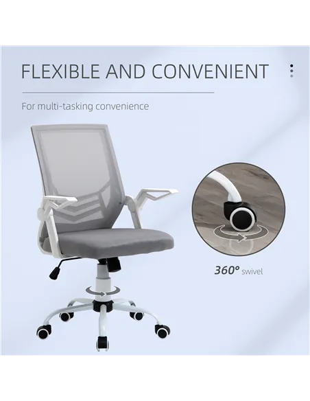 Vinsetto Mesh Office Chair with Flip-up Armrest, Swivel Computer Chair with Lumbar Support, Adjustable Height, Tilt Function for