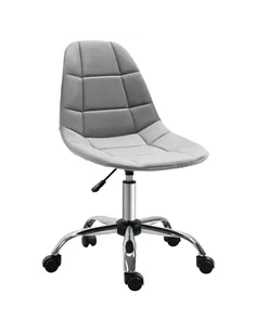 Vinsetto Ergonomic Office Chair with Adjustable Height and Wheels Velvet Executive Chair Armless for Home Study Bedroom Grey