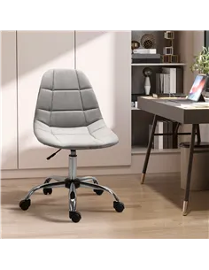 Vinsetto Ergonomic Office Chair with Adjustable Height and Wheels Velvet Executive Chair Armless for Home Study Bedroom Grey 2