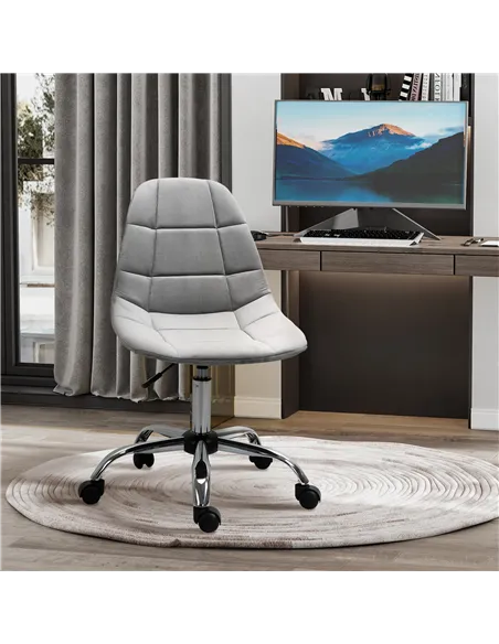 Vinsetto Ergonomic Office Chair with Adjustable Height and Wheels Velvet Executive Chair Armless for Home Study Bedroom Grey