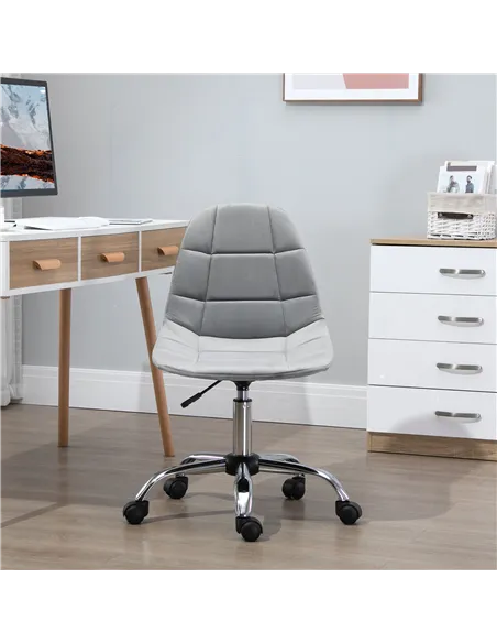 Vinsetto Ergonomic Office Chair with Adjustable Height and Wheels Velvet Executive Chair Armless for Home Study Bedroom Grey