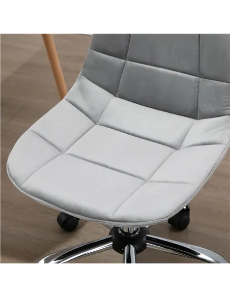 Vinsetto Ergonomic Office Chair with Adjustable Height and Wheels Velvet Executive Chair Armless for Home Study Bedroom Grey