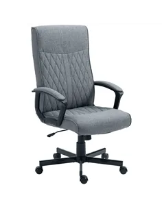 Vinsetto High Back Home Office Chair, Linen Fabric Computer Chair, Swivel Desk Chair with Adjustable Height for Living Room, Bed