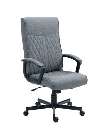 Vinsetto High Back Home Office Chair, Linen Fabric Computer Chair, Swivel Desk Chair with Adjustable Height for Living Room, Bed