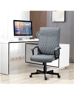 Vinsetto High Back Home Office Chair, Linen Fabric Computer Chair, Swivel Desk Chair with Adjustable Height for Living Room, Bed 2