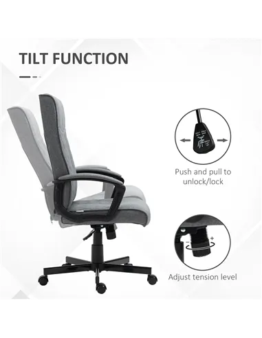 Vinsetto High Back Home Office Chair, Linen Fabric Computer Chair, Swivel Desk Chair with Adjustable Height for Living Room, Bed
