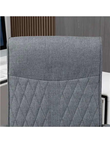 Vinsetto High Back Home Office Chair, Linen Fabric Computer Chair, Swivel Desk Chair with Adjustable Height for Living Room, Bed