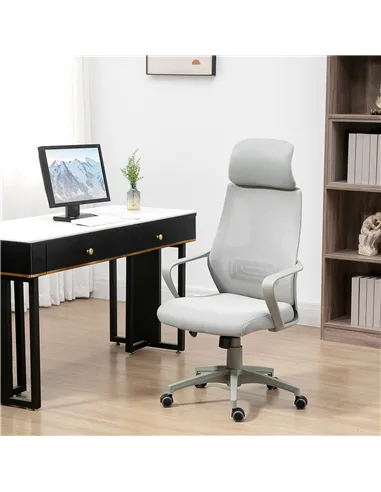 Vinsetto Ergonomic Office Chair, High Back Computer Chair, Mesh Desk Chair with Lumbar Support, Headrest, Wheel, Adjustable Heig