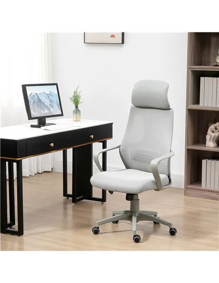 Vinsetto Ergonomic Office Chair, High Back Computer Chair, Mesh Desk Chair with Lumbar Support, Headrest, Wheel, Adjustable Heig