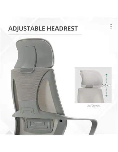 Vinsetto Ergonomic Office Chair, High Back Computer Chair, Mesh Desk Chair with Lumbar Support, Headrest, Wheel, Adjustable Heig