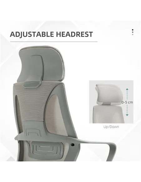 Vinsetto Ergonomic Office Chair, High Back Computer Chair, Mesh Desk Chair with Lumbar Support, Headrest, Wheel, Adjustable Heig
