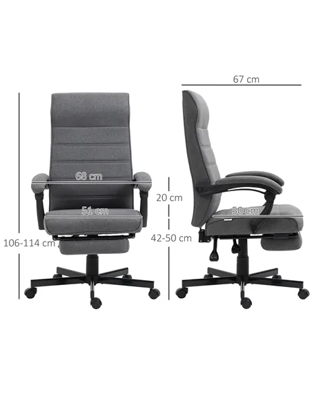 Vinsetto Office Chair, Computer Desk Chair, Fabric Swivel Chair with Adjustable Height and Rolling Wheels for Home Office Work S