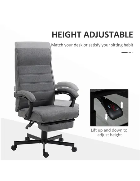 Vinsetto Office Chair, Computer Desk Chair, Fabric Swivel Chair with Adjustable Height and Rolling Wheels for Home Office Work S