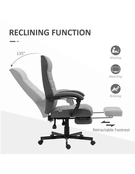 Vinsetto Office Chair, Computer Desk Chair, Fabric Swivel Chair with Adjustable Height and Rolling Wheels for Home Office Work S