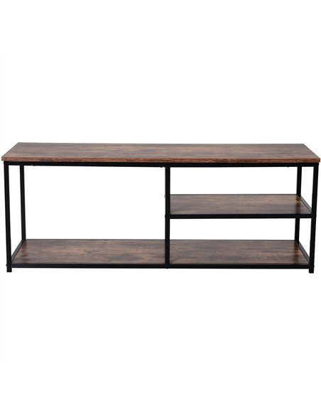 HOMCOM TV Unit for 55 inch TVs, Industrial TV Table with 2 Storage Shelves and Metal Frame, Entertainment Unit For living Room, 