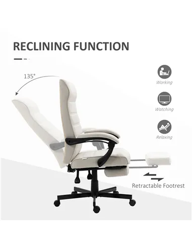 Vinsetto Office Chair, Computer Desk Chair, Fabric Swivel Chair with Adjustable Height and Rolling Wheels for Home Office Work S