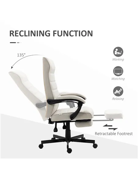 Vinsetto Office Chair, Computer Desk Chair, Fabric Swivel Chair with Adjustable Height and Rolling Wheels for Home Office Work S