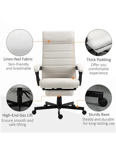 Vinsetto Office Chair, Computer Desk Chair, Fabric Swivel Chair with Adjustable Height and Rolling Wheels for Home Office Work S