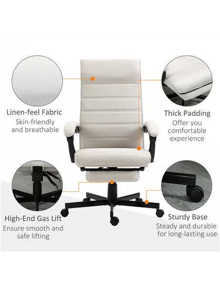 Vinsetto Office Chair, Computer Desk Chair, Fabric Swivel Chair with Adjustable Height and Rolling Wheels for Home Office Work S
