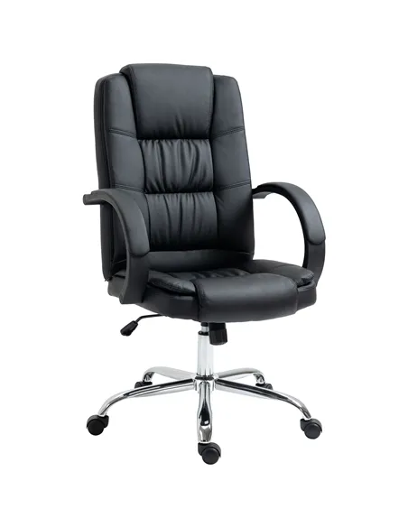 Vinsetto Office Chair, PU Leather Desk Chair with 13cm Soft Padded Seat and Backrest, Swivel Chair with Adjustable Height and Ro