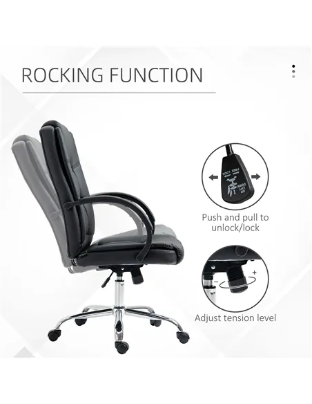 Vinsetto Office Chair, PU Leather Desk Chair with 13cm Soft Padded Seat and Backrest, Swivel Chair with Adjustable Height and Ro