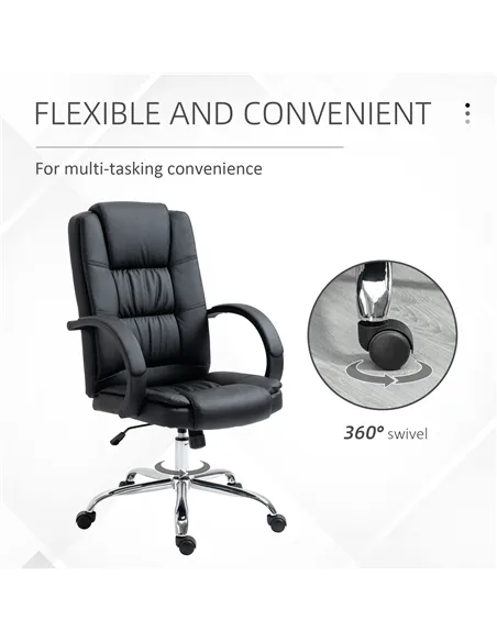 Vinsetto Office Chair, PU Leather Desk Chair with 13cm Soft Padded Seat and Backrest, Swivel Chair with Adjustable Height and Ro