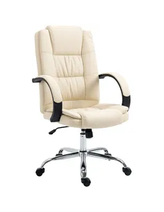 Vinsetto Office Chair, PU Leather Desk Chair with 13cm Soft Padded Seat and Backrest, Swivel Chair with Adjustable Height and Ro