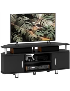 HOMCOM TV Unit Cabinet for TVs up to 55 Inches with Storage Shelves and Cupboard, Entertainment Centre for Living Room, Black