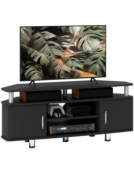 HOMCOM TV Unit Cabinet for TVs up to 55 Inches with Storage Shelves and Cupboard, Entertainment Centre for Living Room, Black
