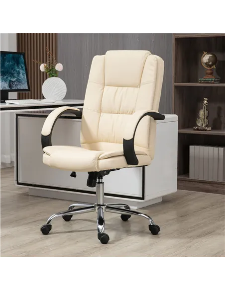 Vinsetto Office Chair, PU Leather Desk Chair with 13cm Soft Padded Seat and Backrest, Swivel Chair with Adjustable Height and Ro