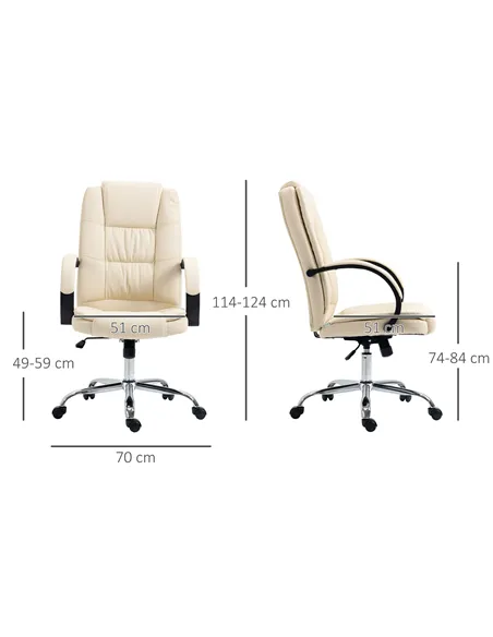 Vinsetto Office Chair, PU Leather Desk Chair with 13cm Soft Padded Seat and Backrest, Swivel Chair with Adjustable Height and Ro