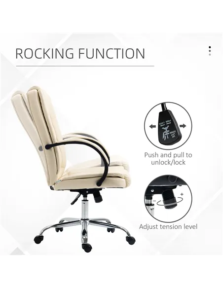 Vinsetto Office Chair, PU Leather Desk Chair with 13cm Soft Padded Seat and Backrest, Swivel Chair with Adjustable Height and Ro