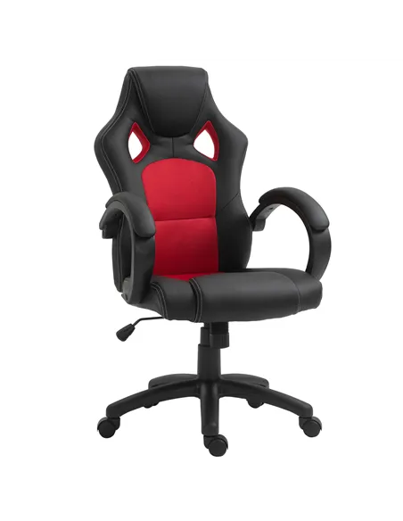 Vinsetto Office Chair Faux Leather Swivel Computer Desk Chair for Home Office with Wheels Armrests Black