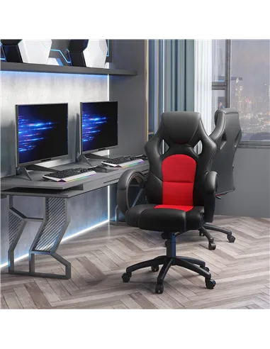 Vinsetto Office Chair Faux Leather Swivel Computer Desk Chair for Home Office with Wheels Armrests Black