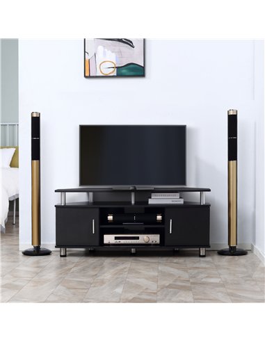 HOMCOM TV Unit Cabinet for TVs up to 55 Inches with Storage Shelves and Cupboard, Entertainment Centre for Living Room, Black