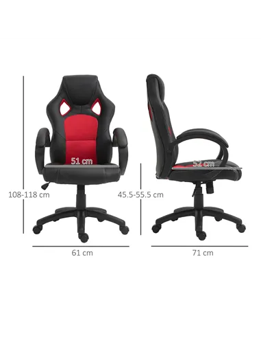 Vinsetto Office Chair Faux Leather Swivel Computer Desk Chair for Home Office with Wheels Armrests Black