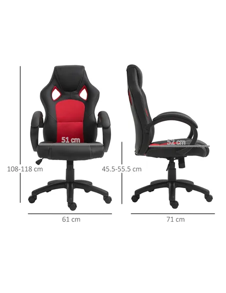 Vinsetto Office Chair Faux Leather Swivel Computer Desk Chair for Home Office with Wheels Armrests Black