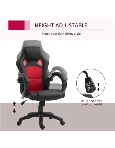 Vinsetto Office Chair Faux Leather Swivel Computer Desk Chair for Home Office with Wheels Armrests Black