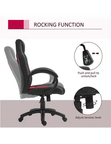 Vinsetto Office Chair Faux Leather Swivel Computer Desk Chair for Home Office with Wheels Armrests Black
