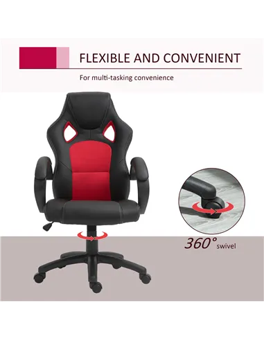 Vinsetto Office Chair Faux Leather Swivel Computer Desk Chair for Home Office with Wheels Armrests Black