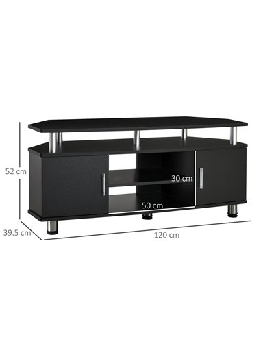 HOMCOM TV Unit Cabinet for TVs up to 55 Inches with Storage Shelves and Cupboard, Entertainment Centre for Living Room, Black