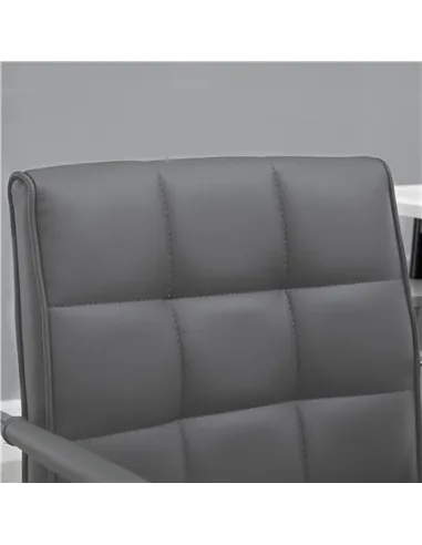 Vinsetto PU Leather Home Office Desk Chair, Computer Chair with Mid Back, Arm, Swivel Wheels, Adjustable Height, Grey