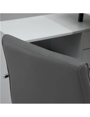 Vinsetto PU Leather Home Office Desk Chair, Computer Chair with Mid Back, Arm, Swivel Wheels, Adjustable Height, Grey
