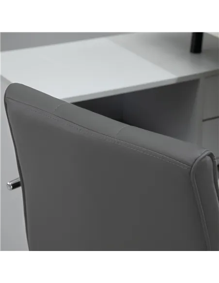 Vinsetto PU Leather Home Office Desk Chair, Computer Chair with Mid Back, Arm, Swivel Wheels, Adjustable Height, Grey
