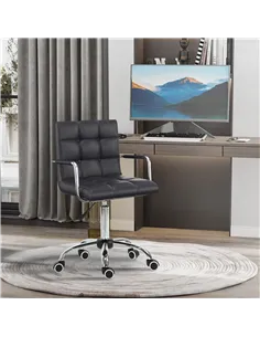 Vinsetto Office Chair, Makeup Vanity Chair, Mid Back Computer Chair, PU Leather Swivel Study Chair with Adjustable Height, Armre 2
