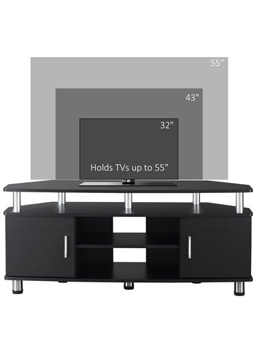 HOMCOM TV Unit Cabinet for TVs up to 55 Inches with Storage Shelves and Cupboard, Entertainment Centre for Living Room, Black