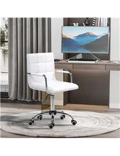 Vinsetto Office Chair, Makeup Vanity Chair, Mid Back Computer Chair, PU Leather Swivel Study Chair with Adjustable Height, Armre 2