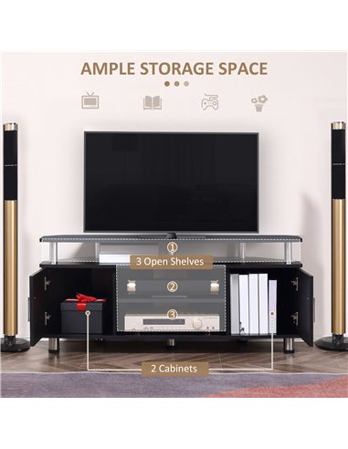 HOMCOM TV Unit Cabinet for TVs up to 55 Inches with Storage Shelves and Cupboard, Entertainment Centre for Living Room, Black