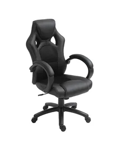 Vinsetto Office Chair Faux Leather Swivel Computer Desk Chair for Home Office with Wheels Armrests Black